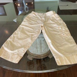 Women's Blassport Vintage Cargo Capri Pale Yellow Mint Green Trim-Size 12